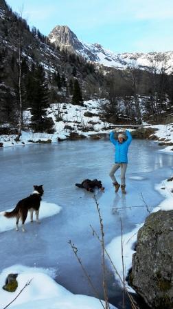 Surprise the lake is frozen